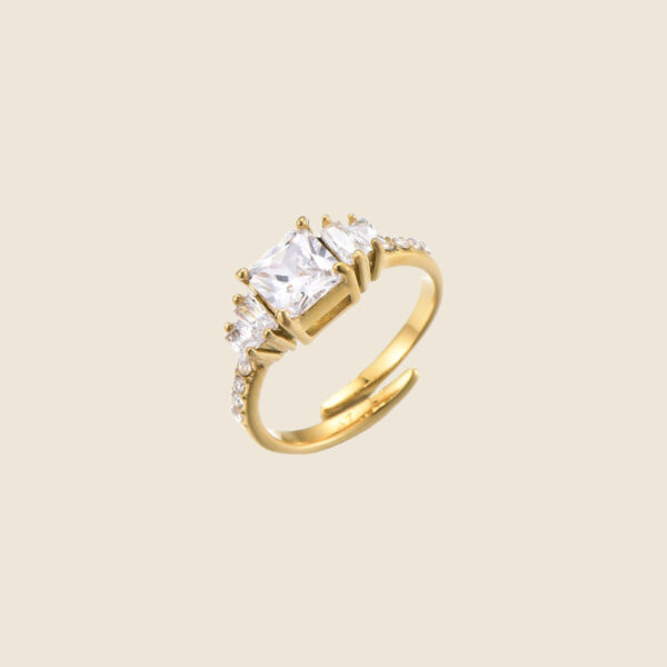 Big diamond ring - gold - Image 3